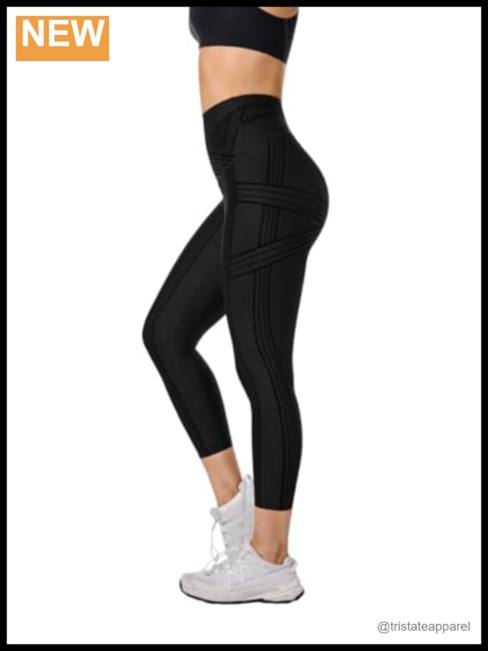 Powerband Resistance Leggings 7/8 Length Sculpting Compression Reversible High